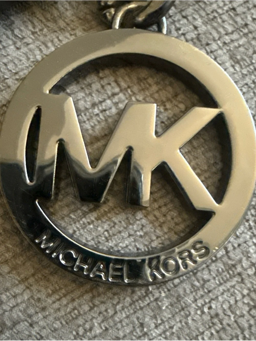 Michael Kors Logo and Tassel Bag Charm Gunmetal Tone